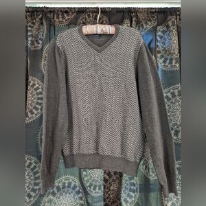 Gray stripe 100% cotton sweater